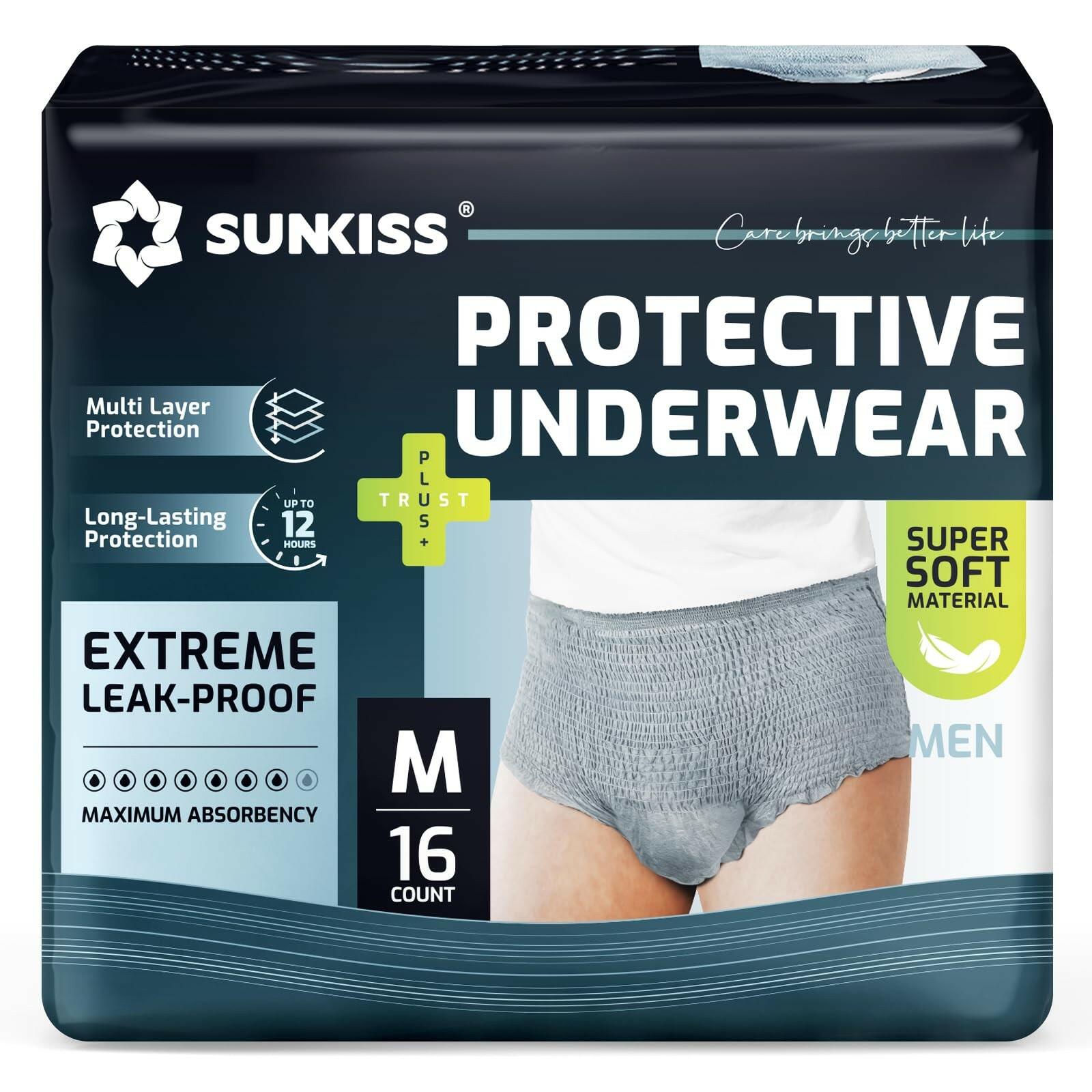 16 Count Medium SUNKISS Incontinence Underwear for Men Daytime Disposable Adult