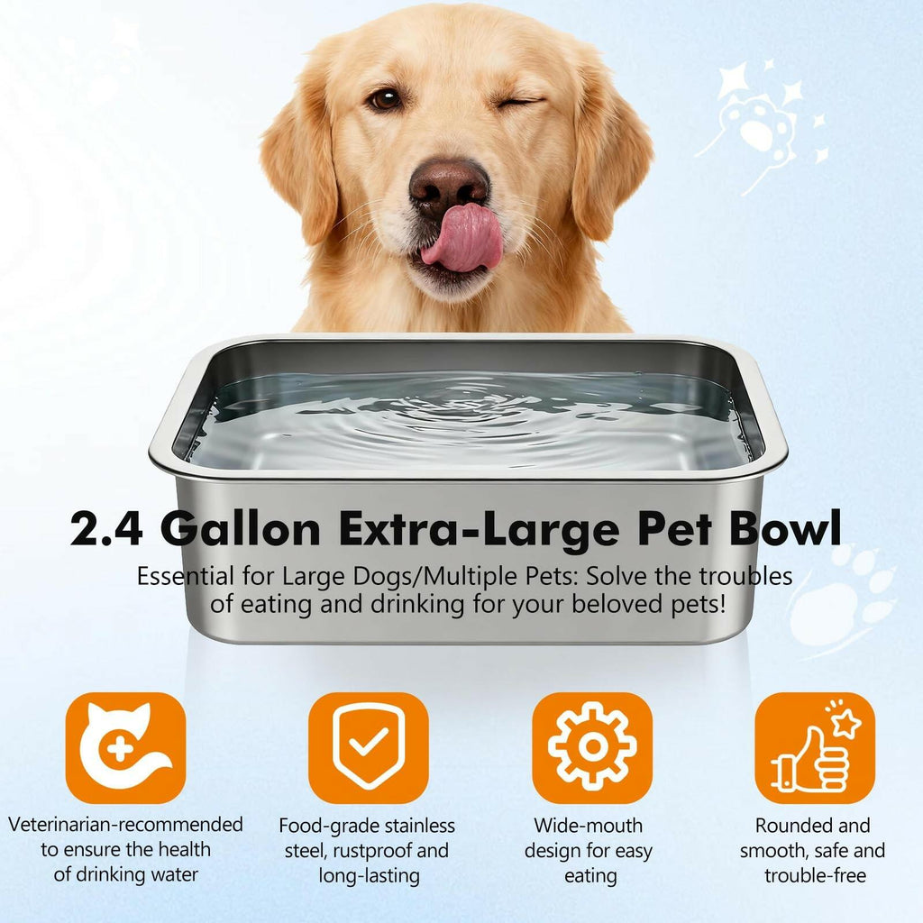 Tivray Elevated Dog Bowl, 2.4 Gallon Adjustable Stainless Steel Water Bowl for