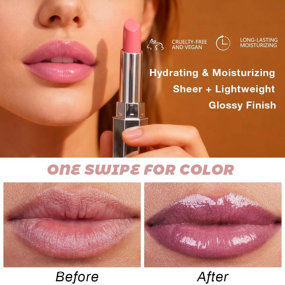 evpct 2Pcs Mauve Plum Cherry Honey Lipstick Tinted Lip Balm, Sheer Hydrating