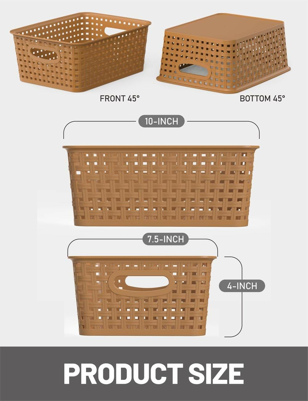 WYT 6-Pack Plastic Small Shelf Storage Weave Baskets Organizing for Cabinets and
