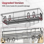 2 PACK Getsrichfc Adhesive Shower Caddy, Shower Shelves with 16 Hooks, Rustproof
