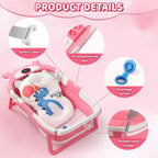 Baby Bathtub,Collapsible Baby Bath Tub with Thermometer & Soft Floating
