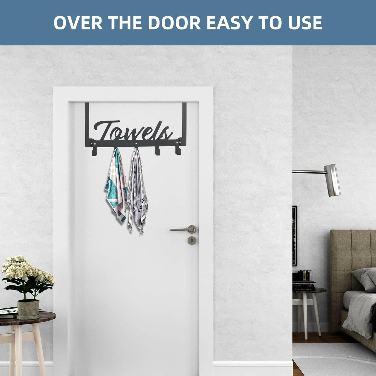 Azmoncy Over The Door Hooks, Towel Rack Towel Hooks for Bathroom, Towel Holder