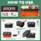 Vidaskeci Electric Lunch Box for Adultss 100W 1.8L Portable Heated Lunch Box for