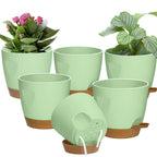 5-Pack Plant Pots with Drainage 7/6.5/6/5.5/5 Inch Self Watering Pots for Indoor