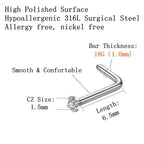 BLESSMYLOVE 316L Surgical Steel 22g/20g/18g Nose Rings Studs L-Shape Nose