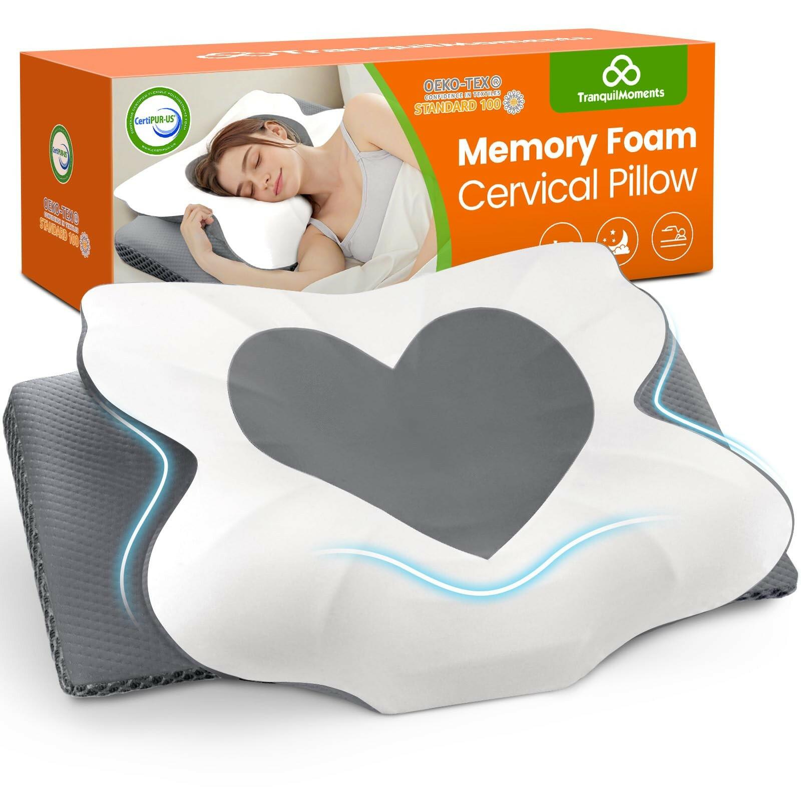 TranquilMoments Cervical Neck Pillow for Sleeping, Memory Foam Pillow for Neck