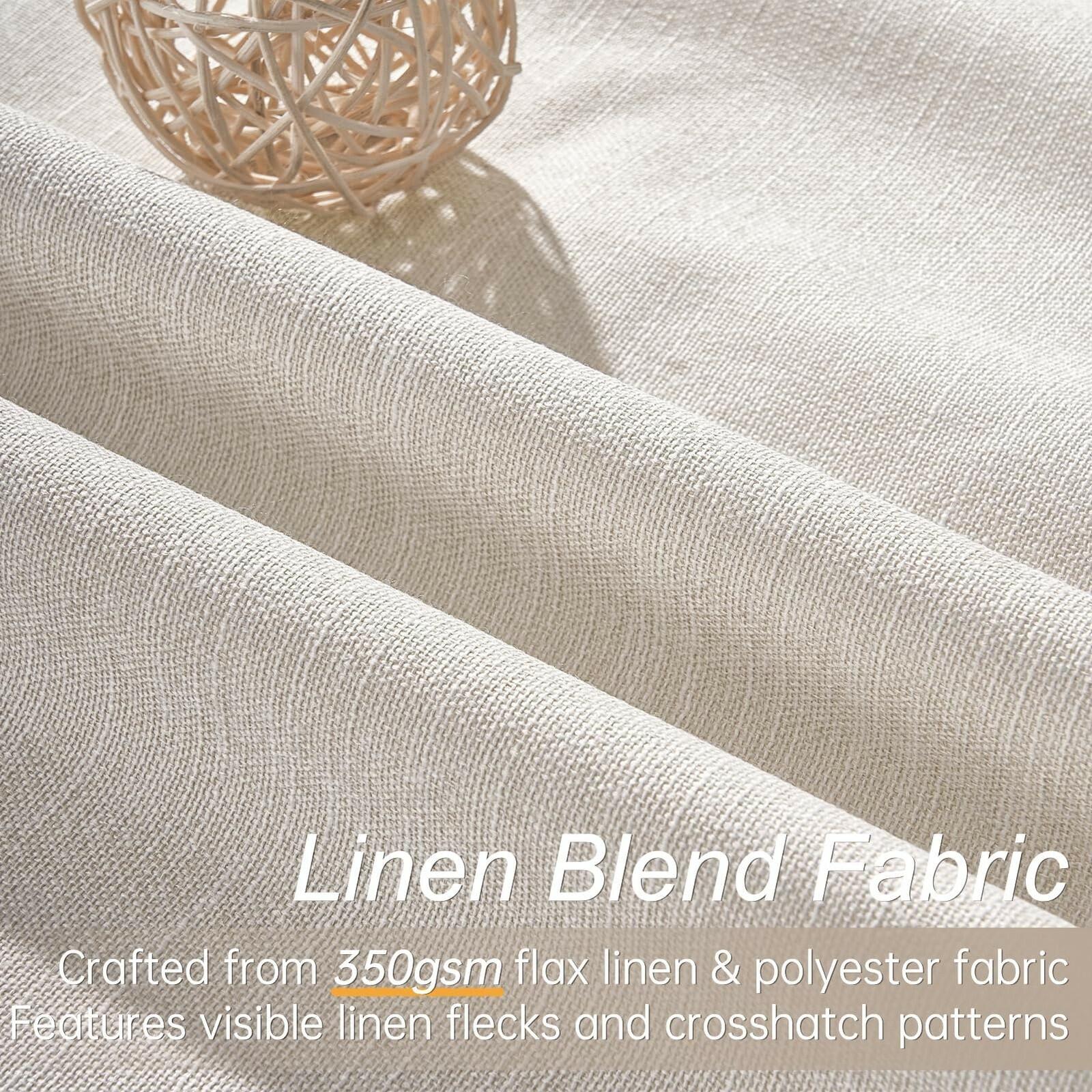 Topfinel Cream Linen Blackout Curtains 84 Inch Long for Bedroom Living Room,
