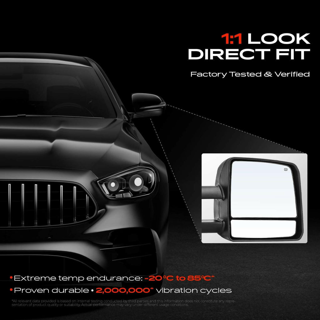 A-Premium 2 Pack Towing Mirrors Power Glass