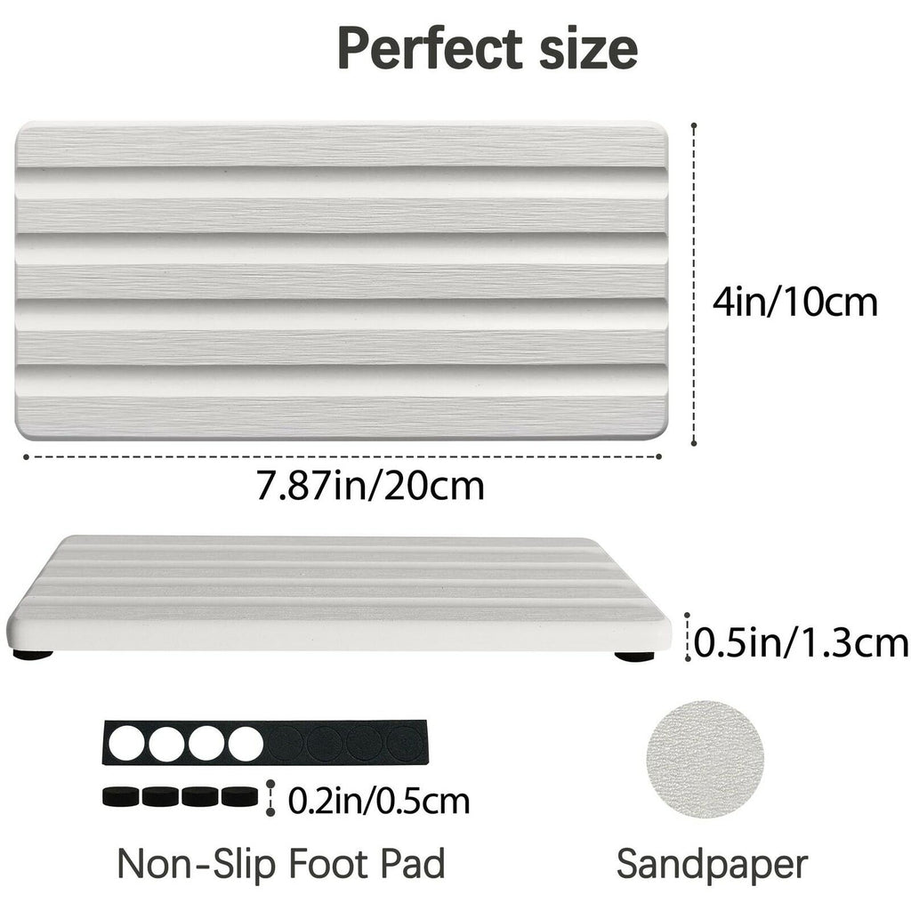 2 PCS Water Absorbing Stone Trays for Bathroom Sink & Kitchen Counter,