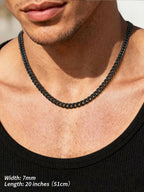 FindChic Black Chain Necklace for Men Thick Cuban Link Men's Curb Chain Necklace
