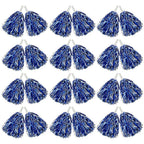 Hooshing 24PCS Pom Poms Cheerleading Blue and Silver Metallic Cheer Pom Poms