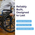Drive Medical Blue Streak 18 Inch Seat Lightweight Wheelchair Flip-Back