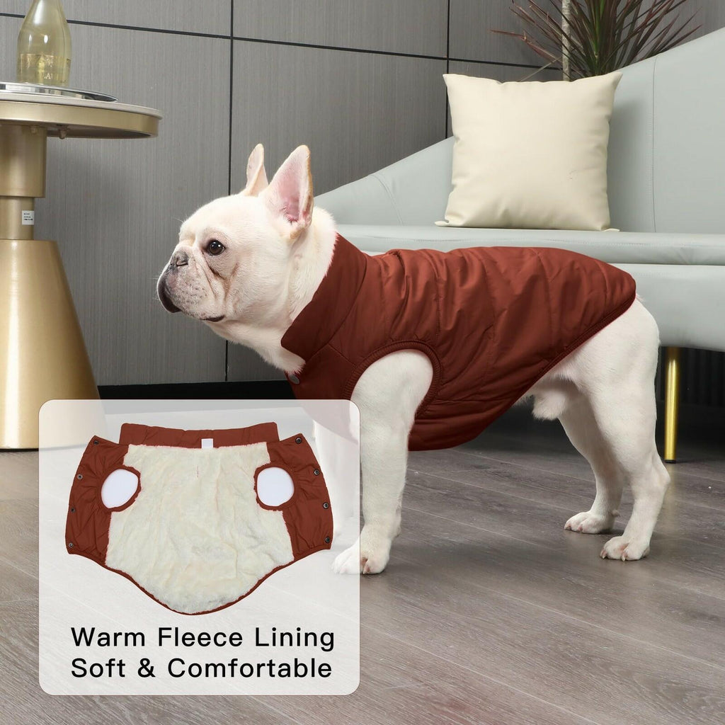 JoyDaog 2 Layers Fleece Lined Warm Dog Jacket for Puppy Winter Cold Weather,Soft