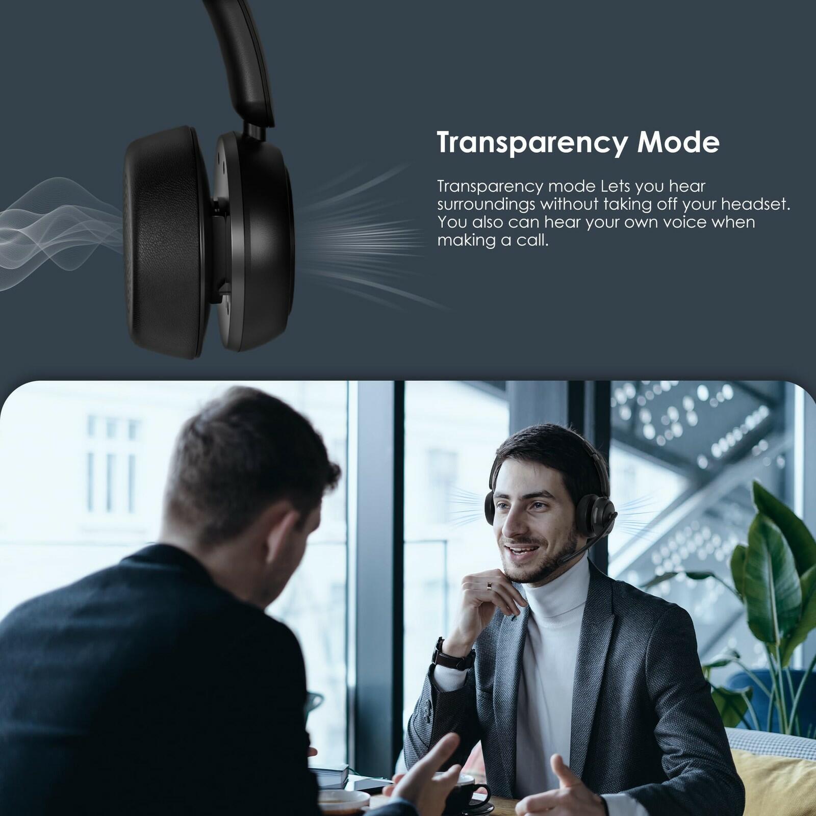 Upgrade ANC & ENC Headset with Microphone for PC, Wireless Headset with Mic for