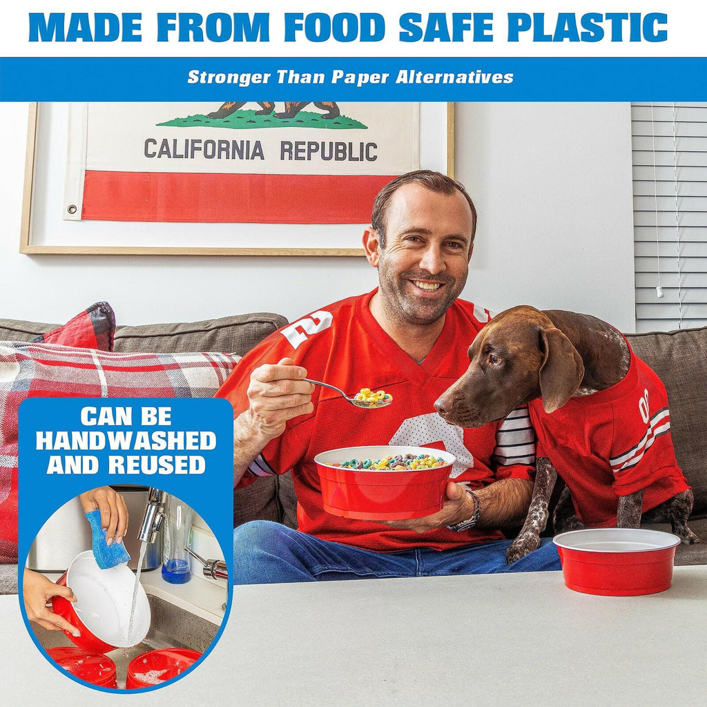 GoBig Red Party Cup Bowls - 30 Large Disposable Plastic Bowls