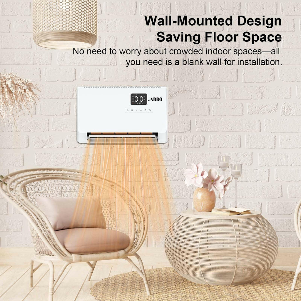 Wall-Mounted Space Heater with ECO Thermostat and Remote Control, LED Display,