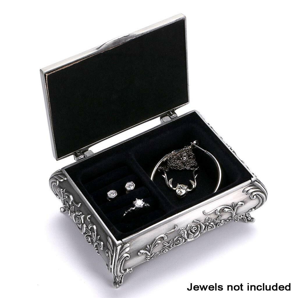 Hipiwe Vintage Metal Jewelry Box Small Trinket Jewelry Storage box For Rings