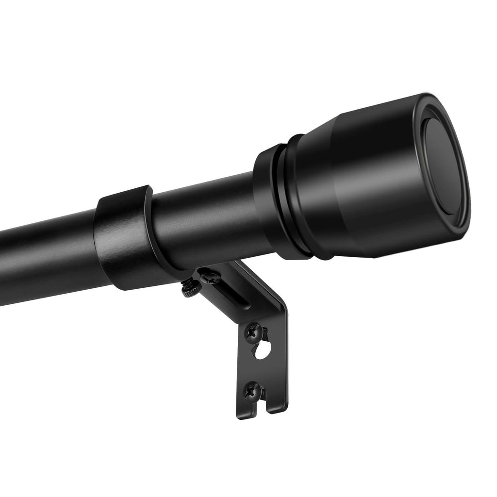 1" Curtain Rod 30-144 Inch Adjustable Heavy Duty Iron Window Rod Matte Black