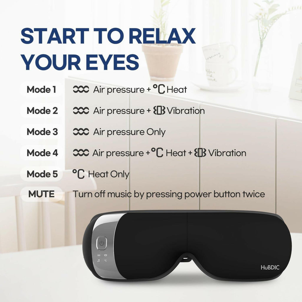 Black HuBDIC HubiCare Eye Massager with Heat, Vibration, and Music Helps Relieve