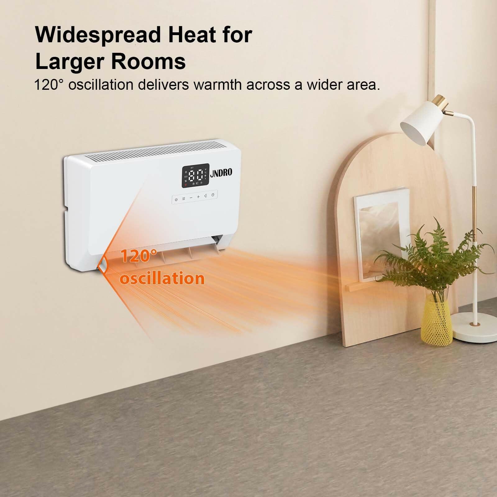 Wall-Mounted Space Heater with ECO Thermostat and Remote Control, LED Display,