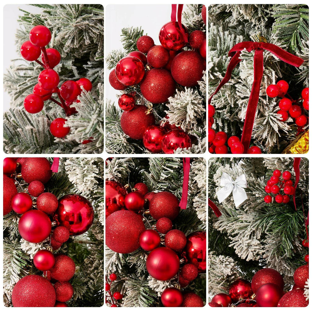 4 Pack 1.8 Feet Christmas Ball Garland Ornaments with 12 Velvet Bows and 12