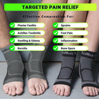 TechWare Pro Ankle Brace Compression Sleeve - Relieves Achilles Tendonitis,