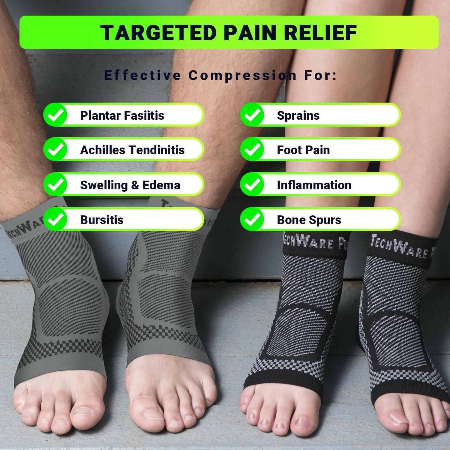 TechWare Pro Ankle Brace Compression Sleeve - Relieves Achilles Tendonitis,