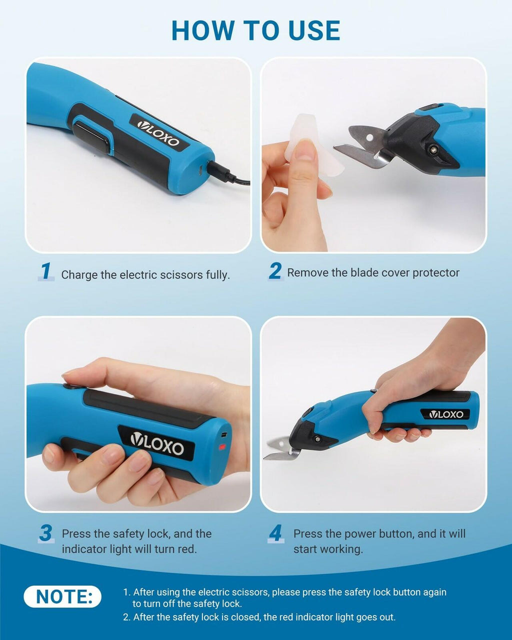 VLOXO Cordless Cardboard Cutter, 4V Rechargeable Electric Scissors Carpet Super