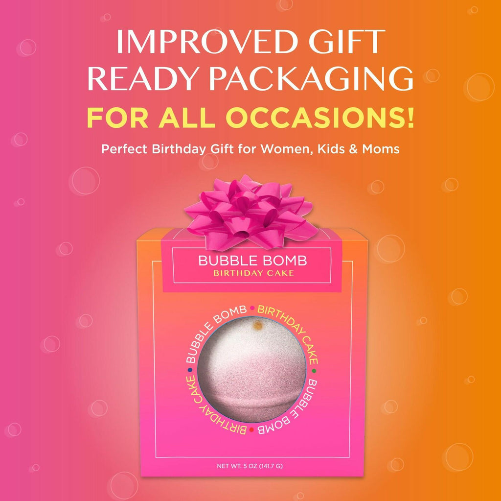 Birthday Cake Bath Bombs for Women Girls & Kids - Relaxing Pink Bubble Bath Bomb
