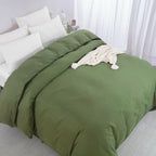 HOMBYS Oversized King Duvet Cover 120 x120 Inch, Ultra Soft Microfiber Olive