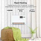 Wall-Mounted Space Heater with ECO Thermostat and Remote Control, LED Display,