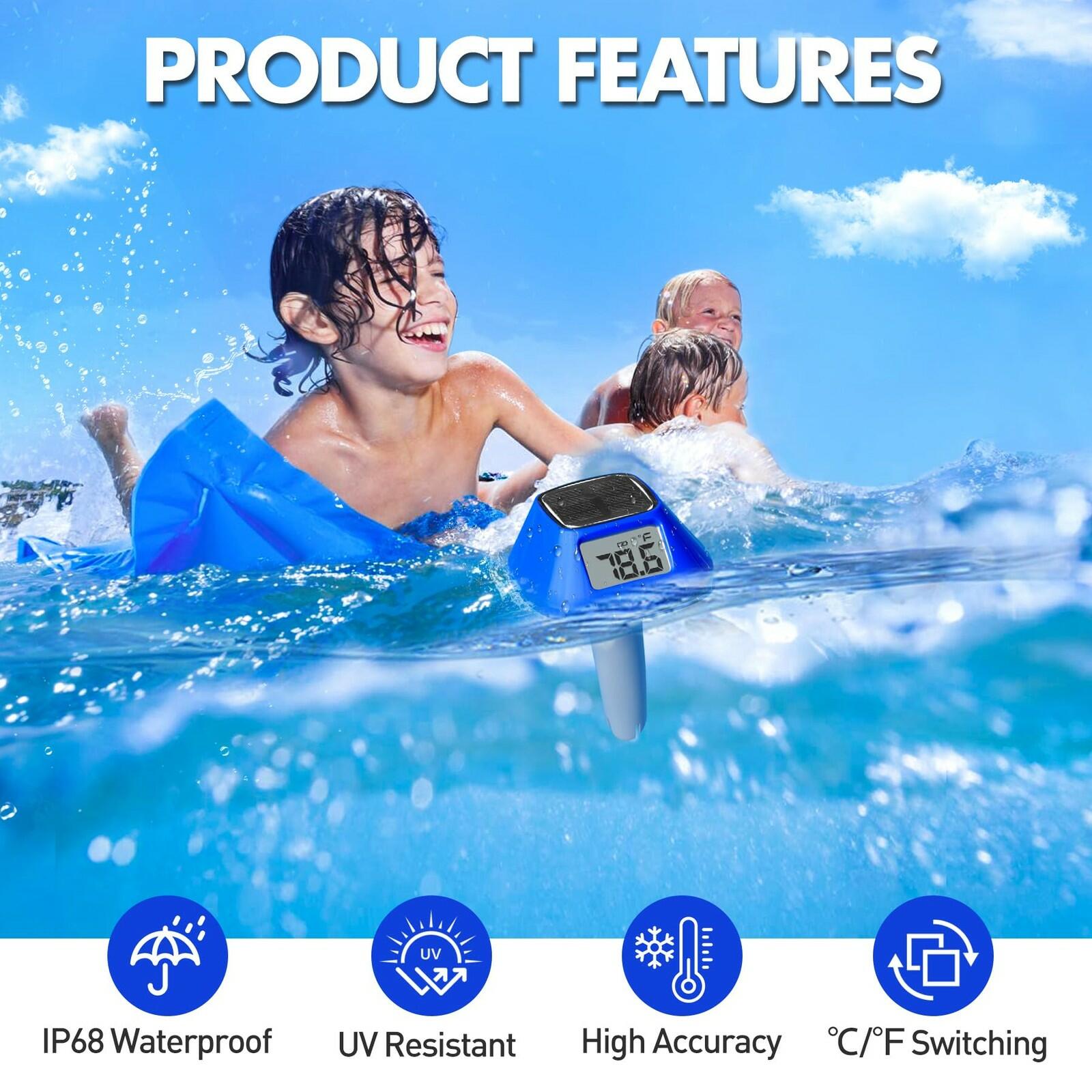 Pircaath 2026 Next-Gen Solar Pool Thermometer Floating Easy Read, Digital Pool