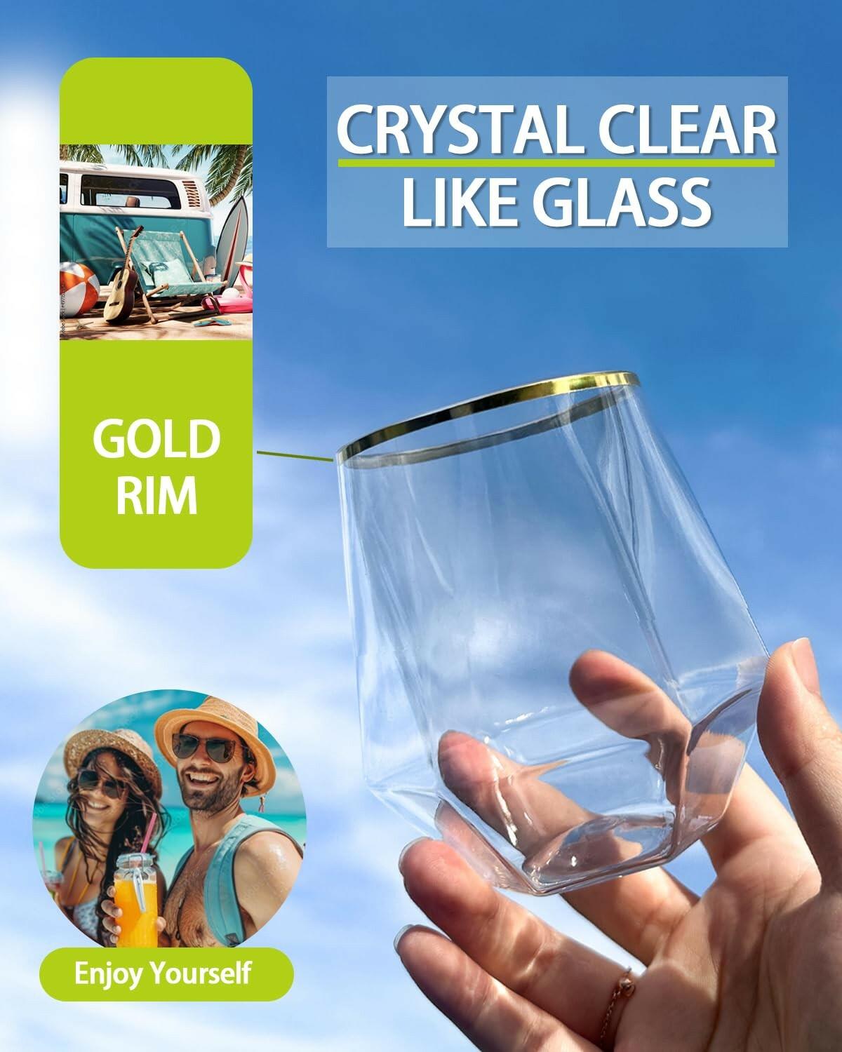 Maaacute 40 Pack Plastic Stemless Wine cocktail Whiskey Champagne Glasses, 12 Oz