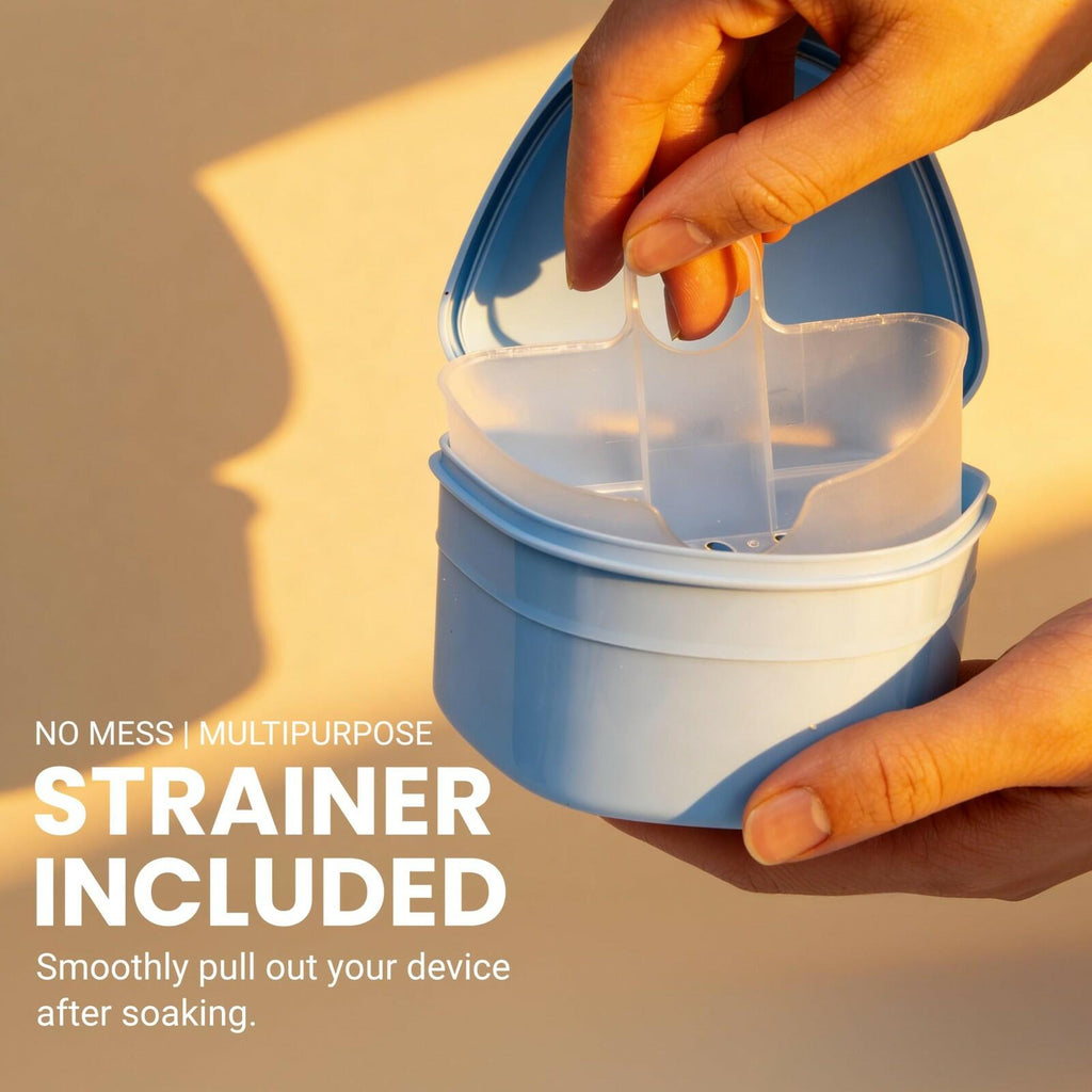 Retainer Cleaner and Soak Container, No-Mess Cleaning Tablets with Universal