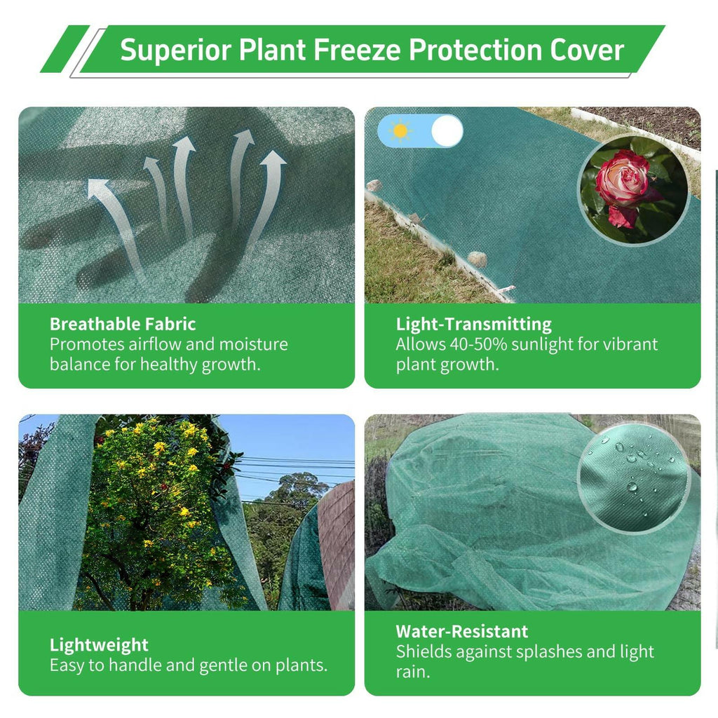 GUKULIVEL Plant Covers Freeze Protection, 10x50ft Green Frost Blanket for