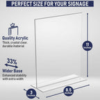 Acrylic Sign Holder 8.5 x 11, T-Shape Tabletop Display Stand, Double-Sided