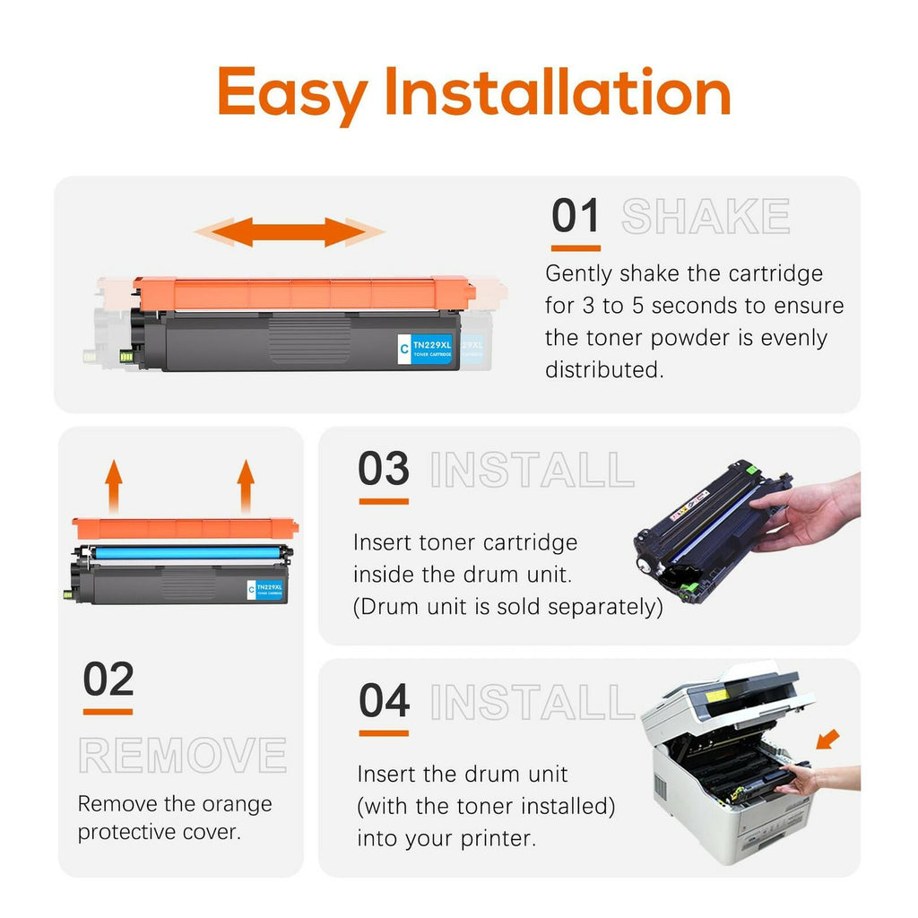 Jeostarky TN229XL TN229 Toner 5-Pack High Yield Replacement for Brother TN229