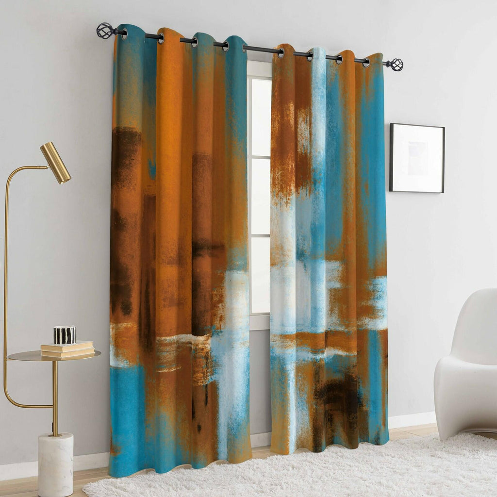 Asuexpect 52x84 Inches Rust Curtains 2 Panels Abstract Curtain Room Darkening