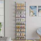 OYREL 10-Tier Metal Shoe Rack, Narrow Shoe Rack Organizer, Sturdy Shoe Shelf for