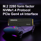 Ediloca 1TB PS5 SSD Heatsink PCIe Gen4 NVMe 7400MB/s DRAM EN855
