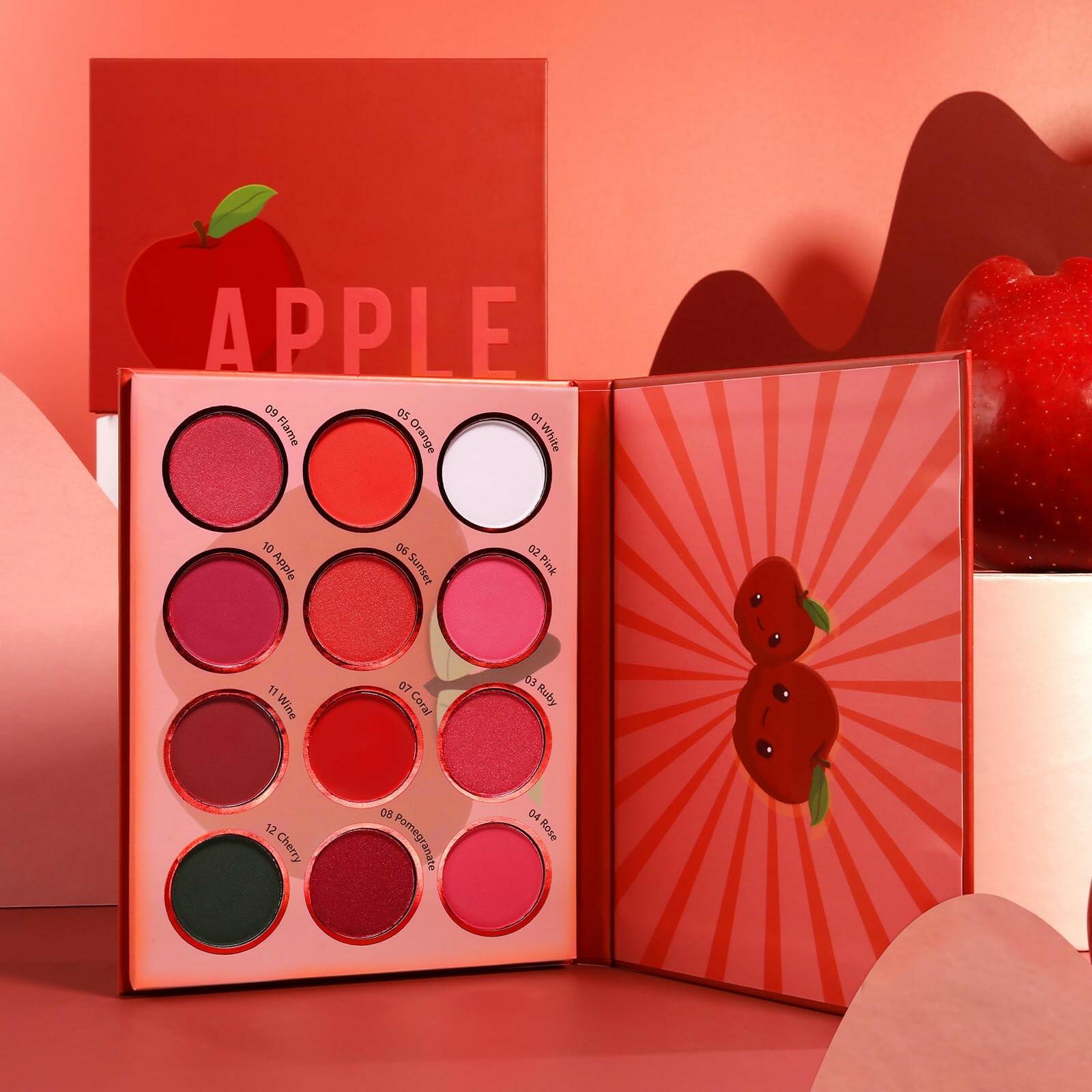 Red Eyeshadow Palette, 12 Colors Matte Shimmer Highly Pigmented Red Goth Makeup