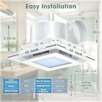 JOANAJO Bathroom Exhaust Fan with LED Light Ceiling Mount Ventilation Fan 120