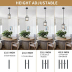 Ejerlya Farmhouse Pendant Light, Rustic White Wood and Metal Cage Hanging Light