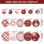 Super Holiday Christmas Ball Ornaments, 33PCS Red Clear Shatterproof Plastic