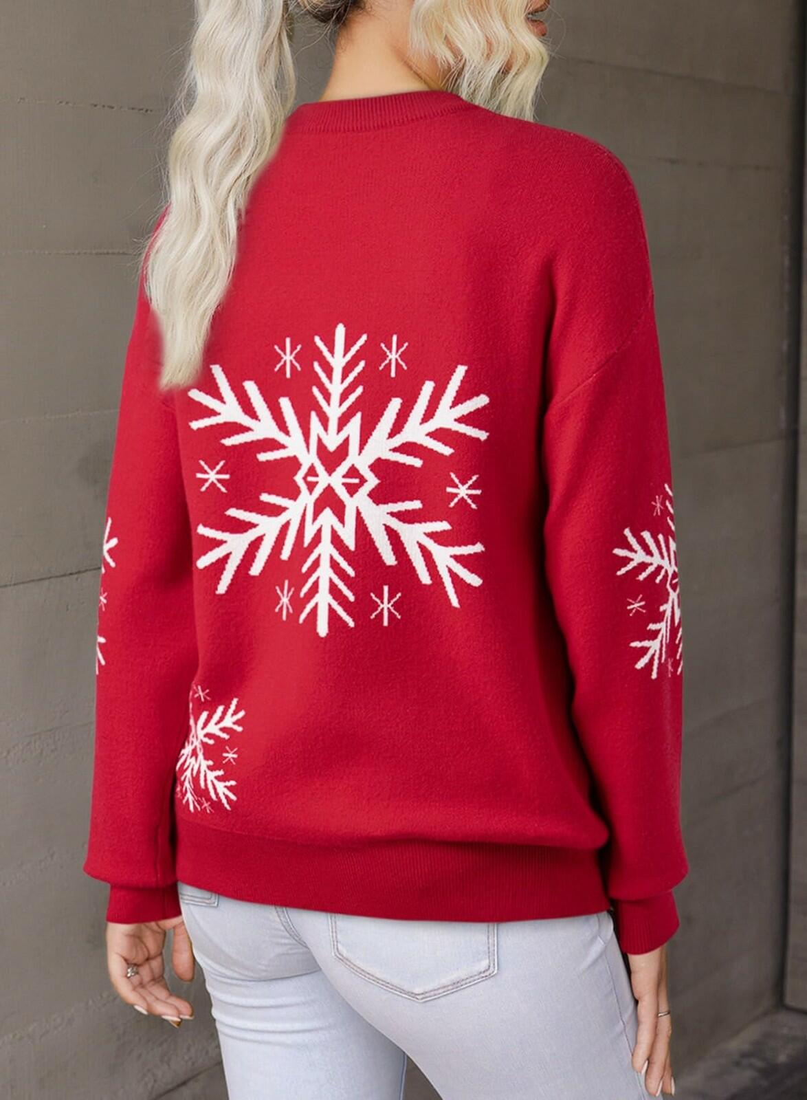 Dokotoo Womens Funny Christmas Sweater 2025 Crewneck Long Sleeve Snow Printed