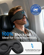 Sleep Mask with Bluetooth 5.4 Headphones, 3D Contoured Sleep Eye Mask with