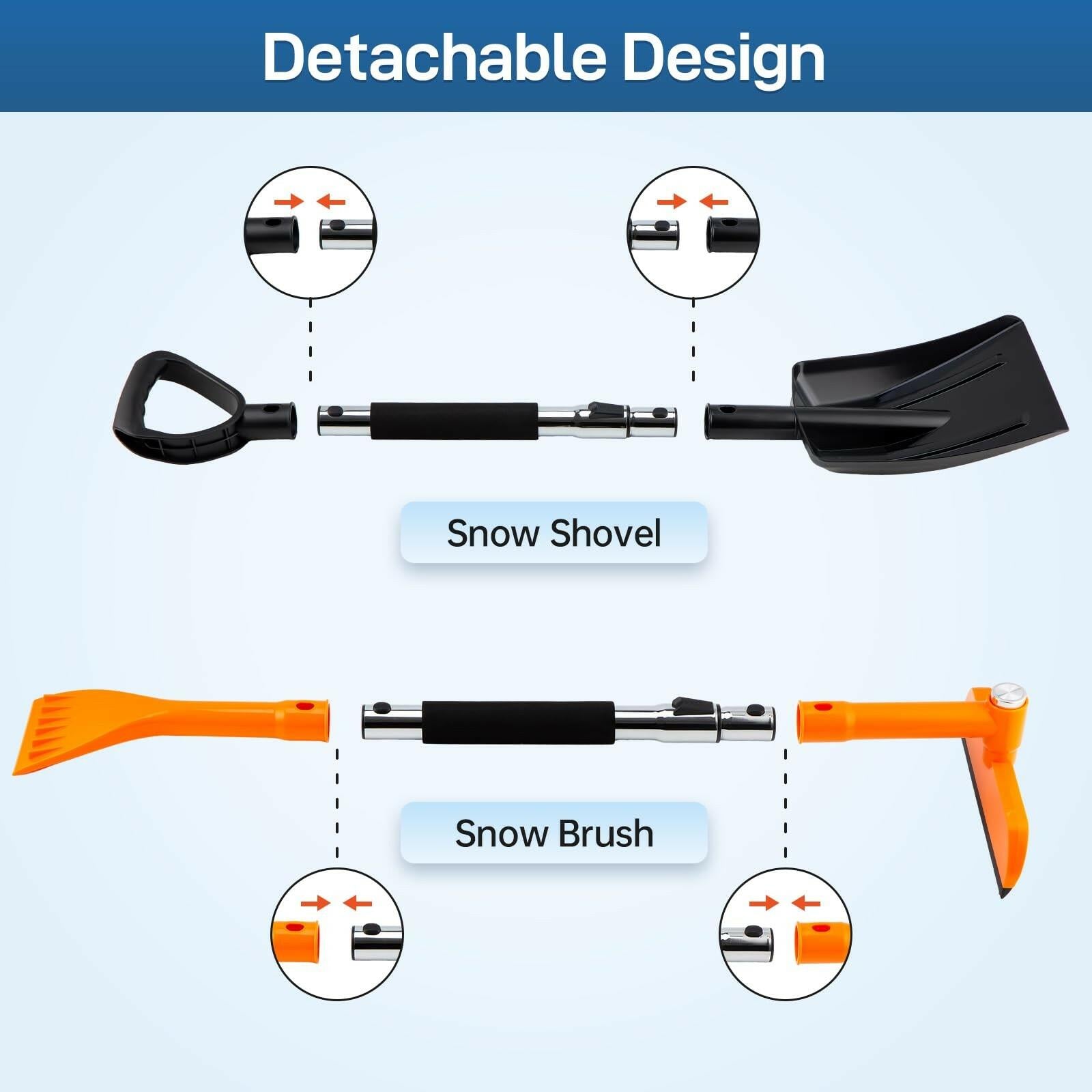 REALYOU 49.2" Car Snow Brush and Ice Scraper for Car Windshield, 3-in-1