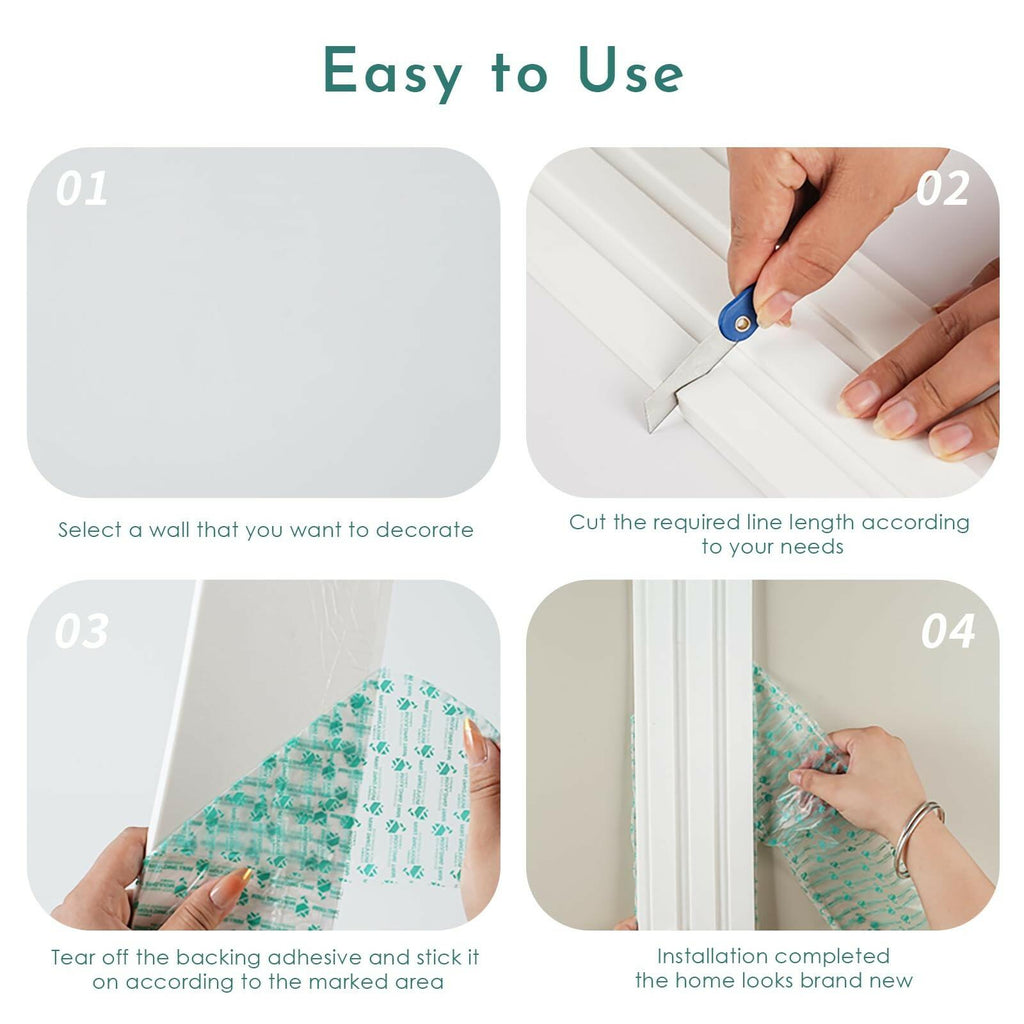 Yefanxi 4-in White EVA molding Peel and Stick Panel, 3D Flexible Fluted self