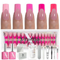 SXC Cosmetics French Tip Press On Nails – 5 Pink Series, Medium Square, X-Pro